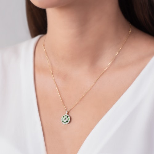 Zawieszka Savicki: dwukolorowe złoto, szmaragdy, diamenty